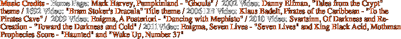 Music Credits - Home Page: